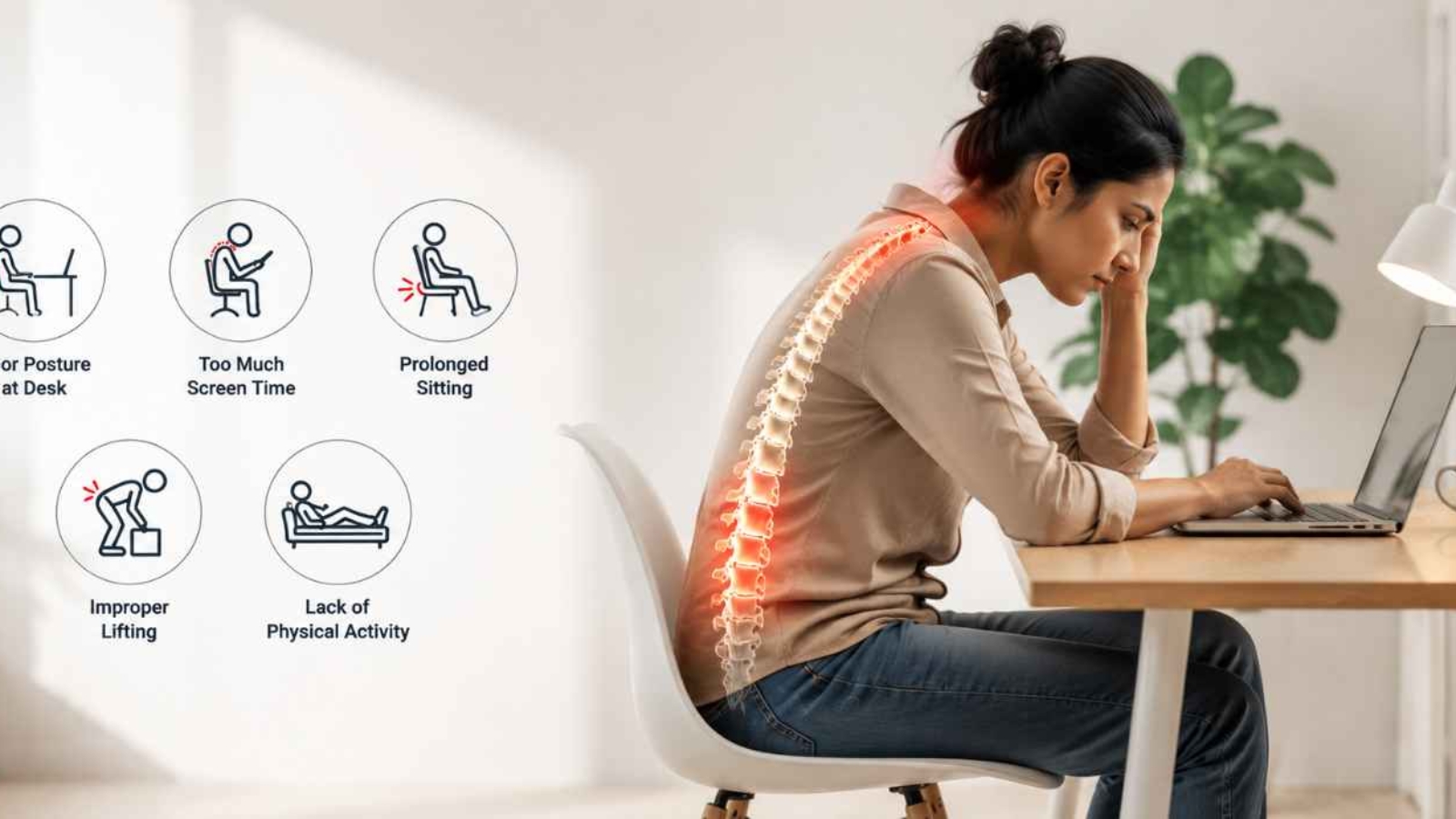 woman-sitting-with-poor-posture-at-a-desk-with-highlights-of-common-everyday-habits-that-can-contribute-to-spine-problems