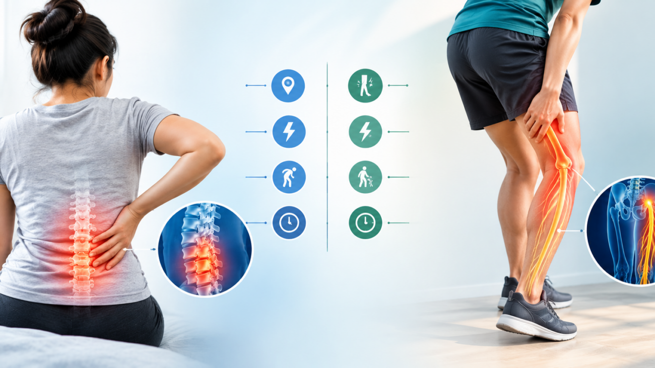 Sciatica vs back pain: learn the key differences, common symptoms, causes, and when persistent or radiating pain needs a spine specialist.